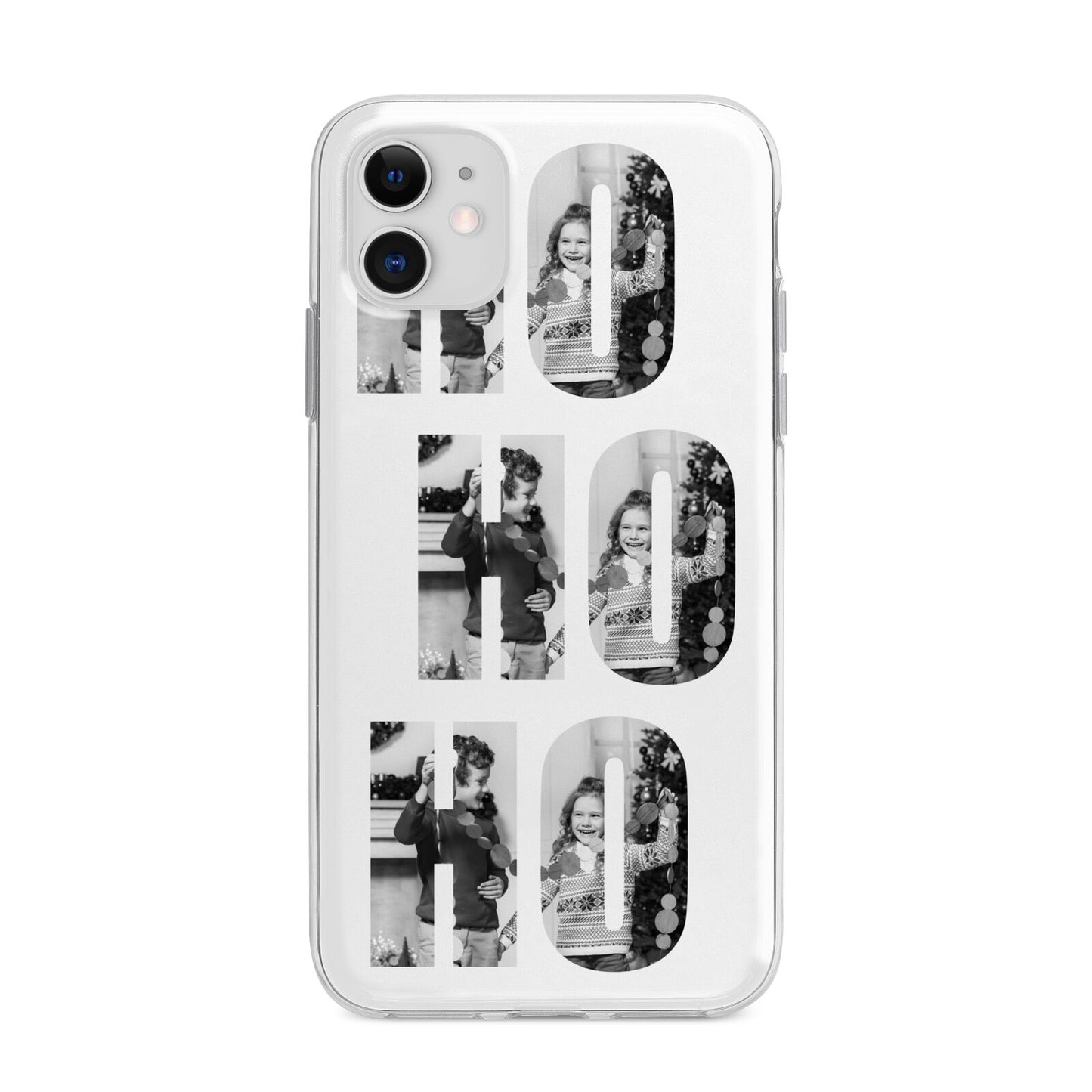 Ho Ho Ho Photo Upload Christmas Apple iPhone 11 in White with Bumper Case