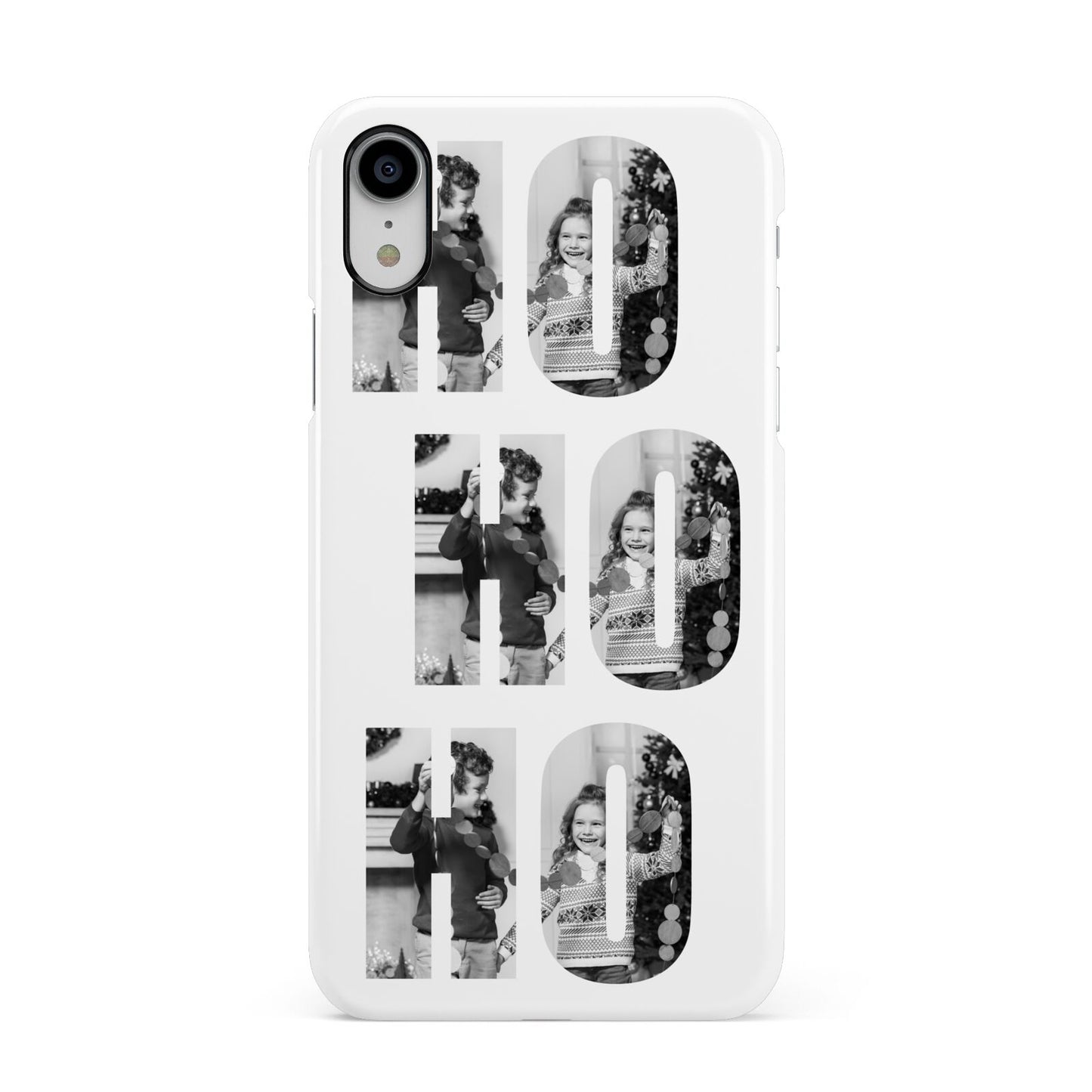 Ho Ho Ho Photo Upload Christmas Apple iPhone XR White 3D Snap Case