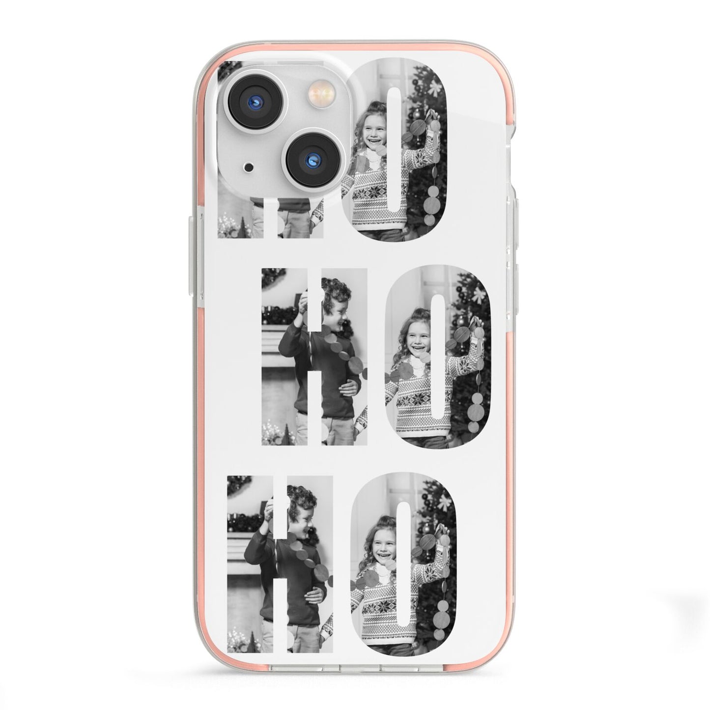 Ho Ho Ho Photo Upload Christmas iPhone 13 Mini TPU Impact Case with Pink Edges