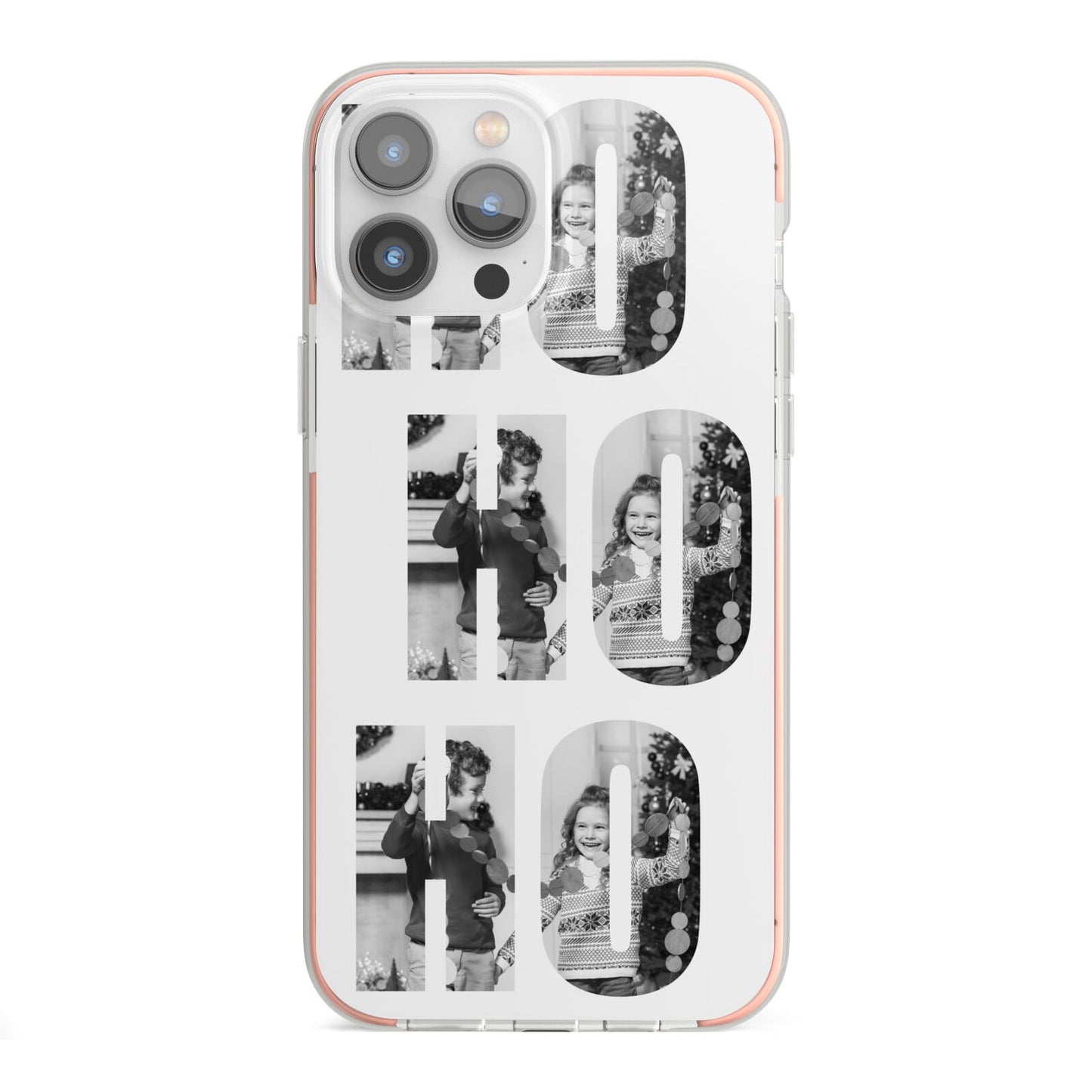 Ho Ho Ho Photo Upload Christmas iPhone 13 Pro Max TPU Impact Case with Pink Edges