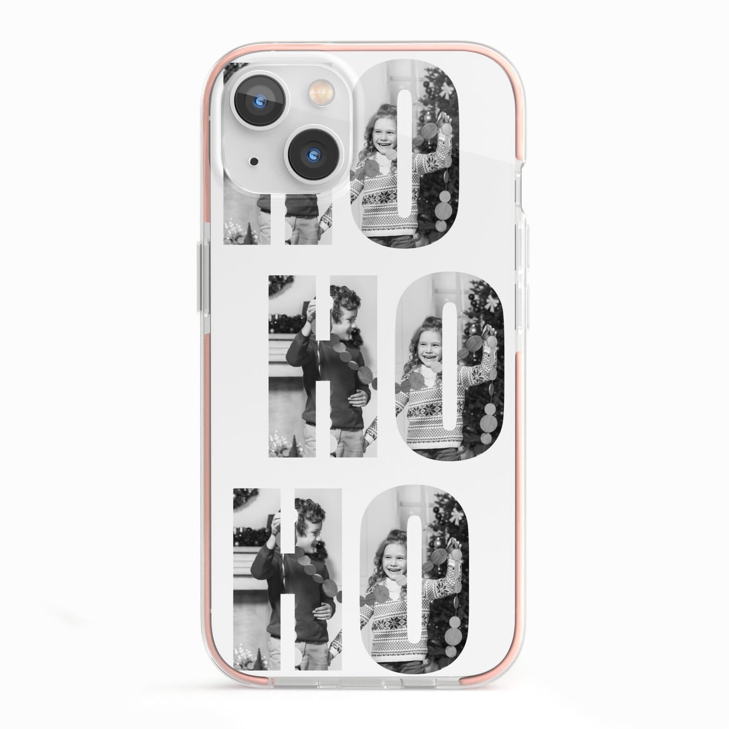 Ho Ho Ho Photo Upload Christmas iPhone 13 TPU Impact Case with Pink Edges