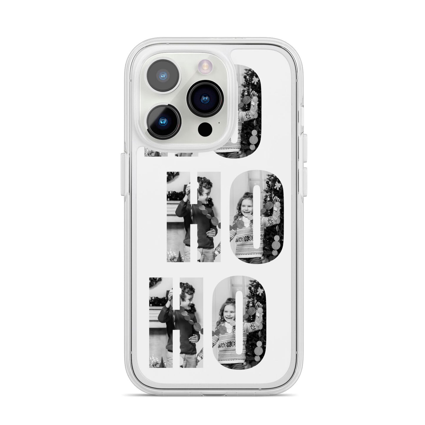 Ho Ho Ho Photo Upload Christmas iPhone 14 Pro Clear Tough Case Silver