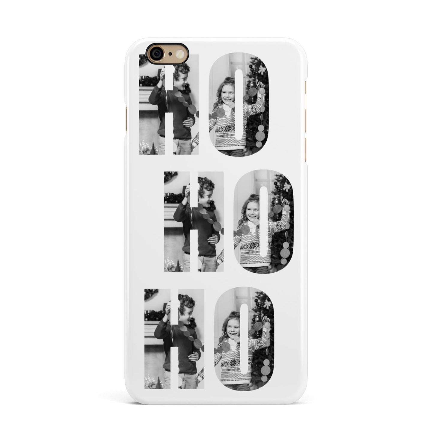 Ho Ho Ho Photo Upload Christmas iPhone 6 Plus 3D Snap Case on Gold Phone