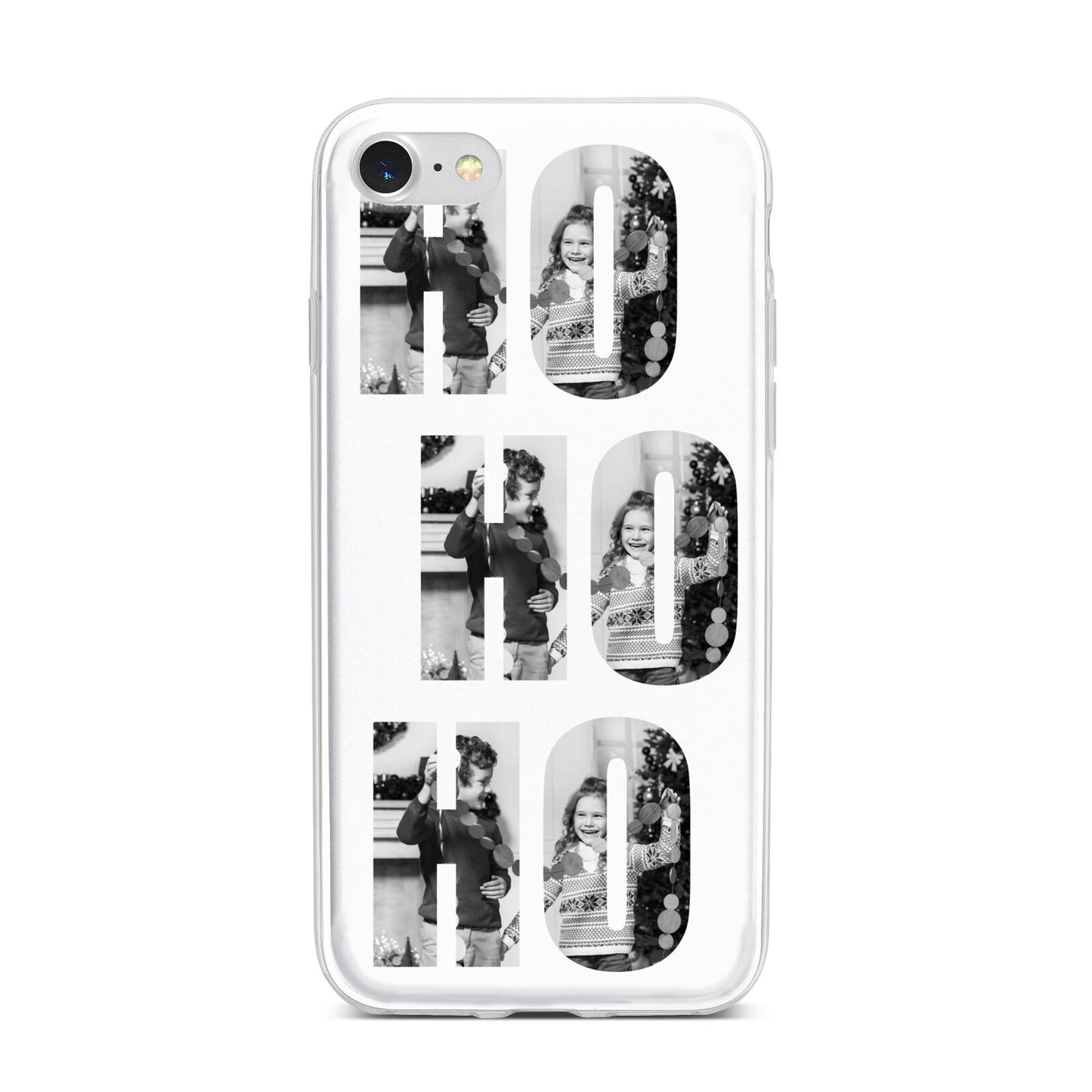 Ho Ho Ho Photo Upload Christmas iPhone 7 Bumper Case on Silver iPhone