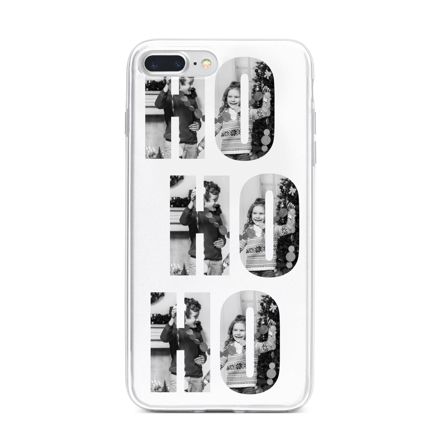 Ho Ho Ho Photo Upload Christmas iPhone 7 Plus Bumper Case on Silver iPhone