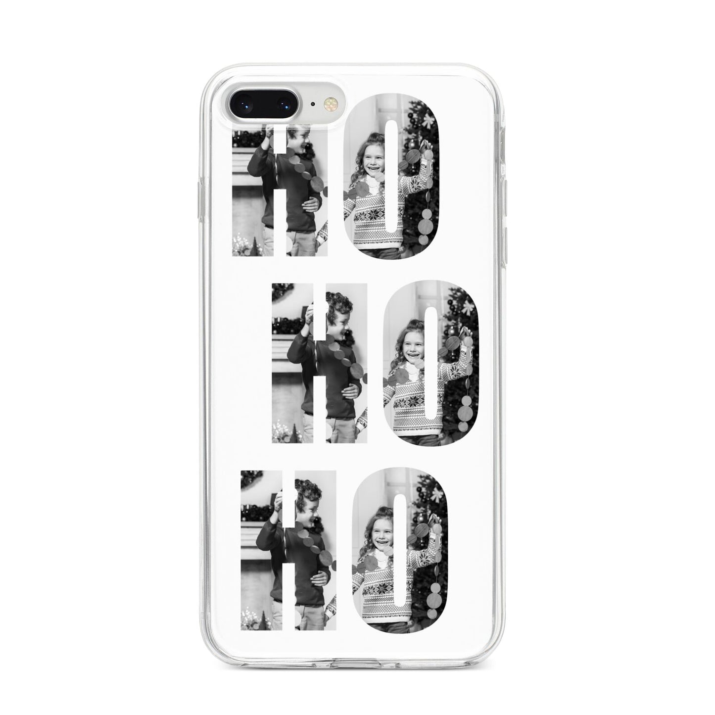 Ho Ho Ho Photo Upload Christmas iPhone 8 Plus Bumper Case on Silver iPhone