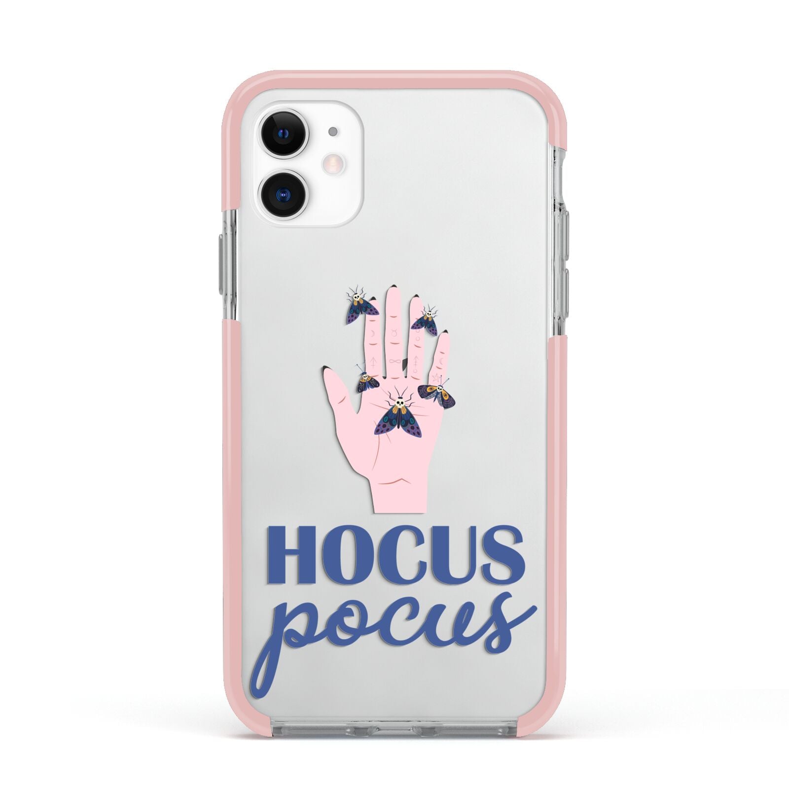 Hocus Pocus Witch Hand Apple iPhone 11 in White with Pink Impact Case