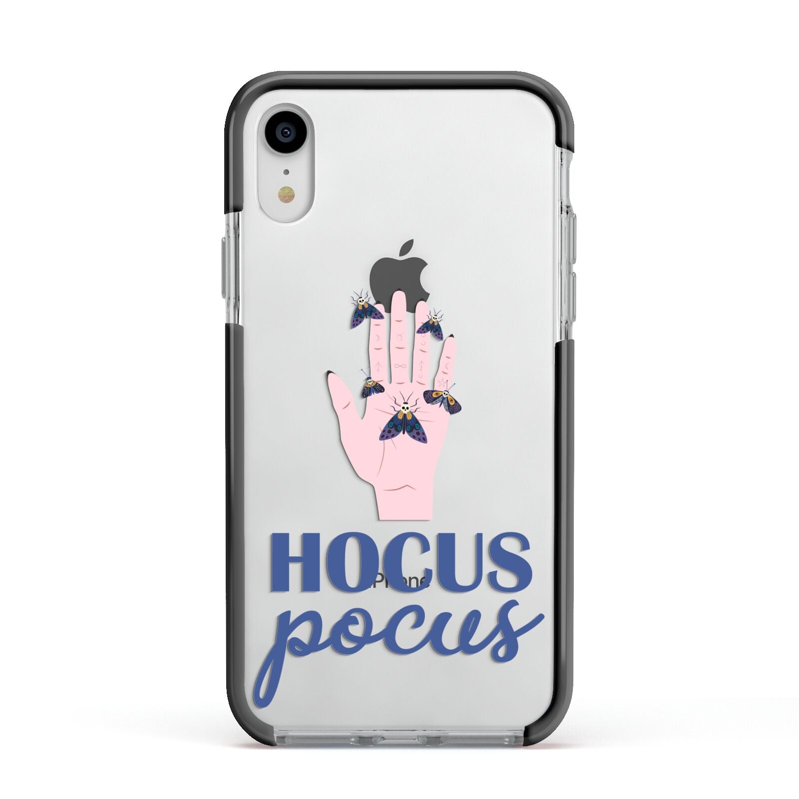 Hocus Pocus Witch Hand Apple iPhone XR Impact Case Black Edge on Silver Phone