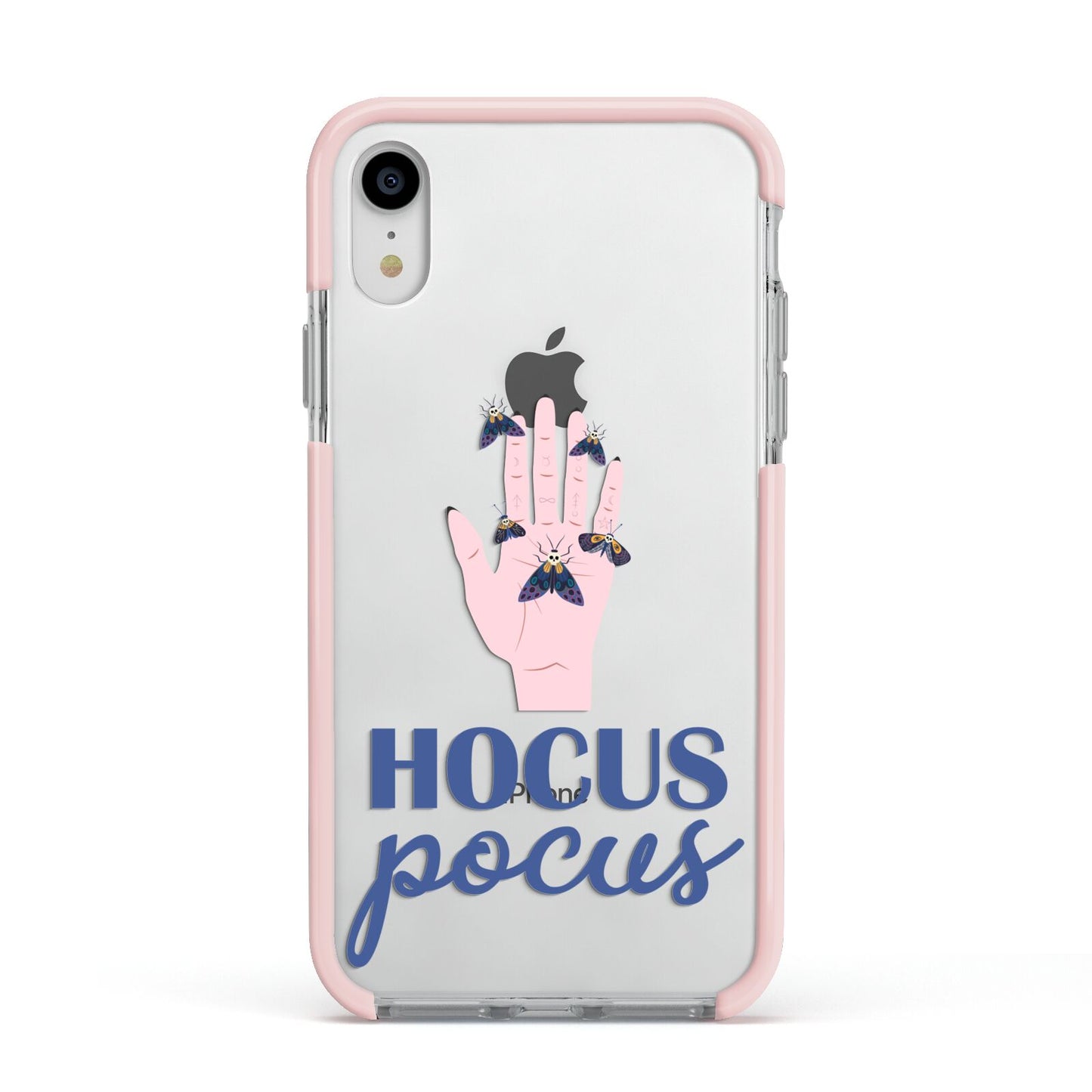 Hocus Pocus Witch Hand Apple iPhone XR Impact Case Pink Edge on Silver Phone