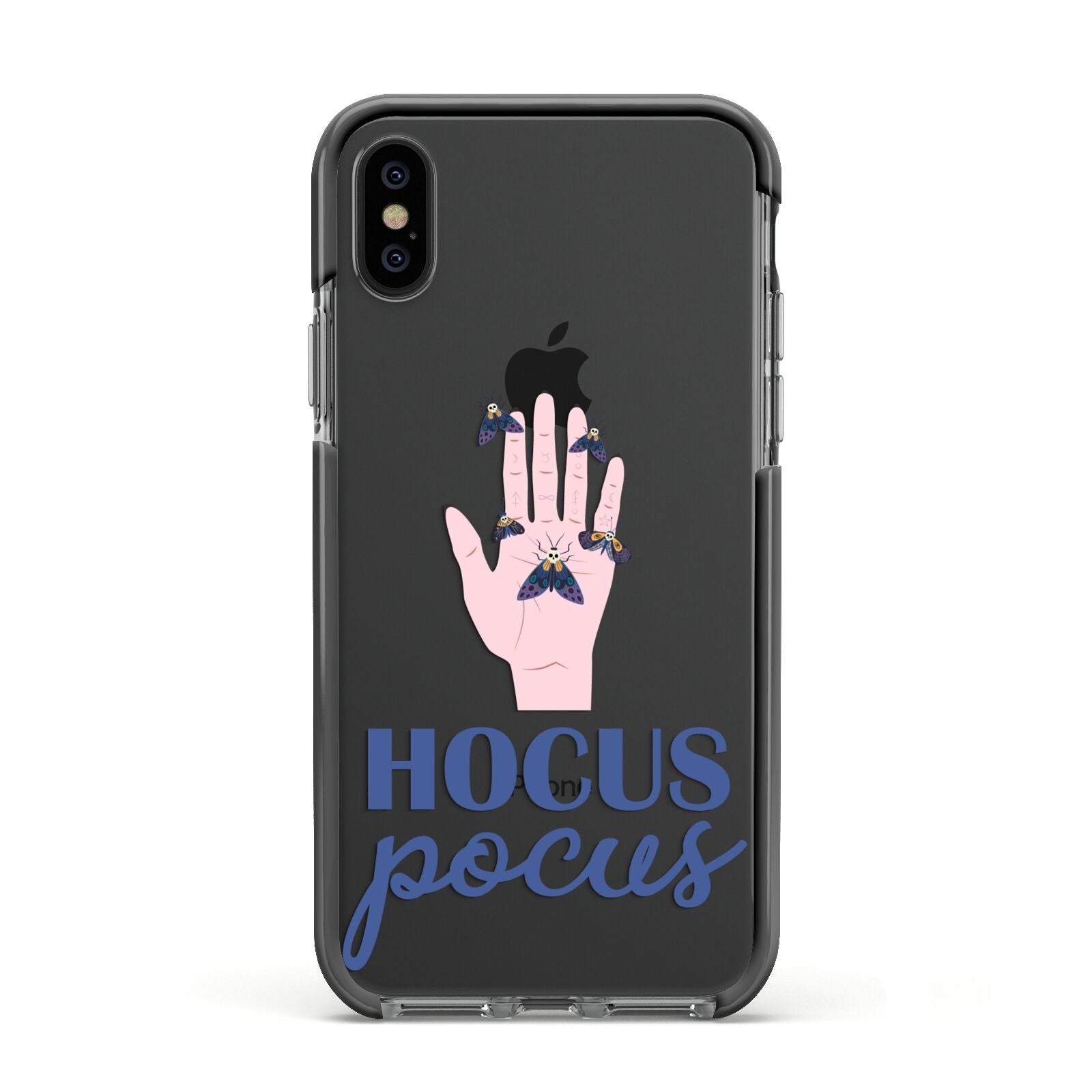 Hocus Pocus Witch Hand Apple iPhone Xs Impact Case Black Edge on Black Phone