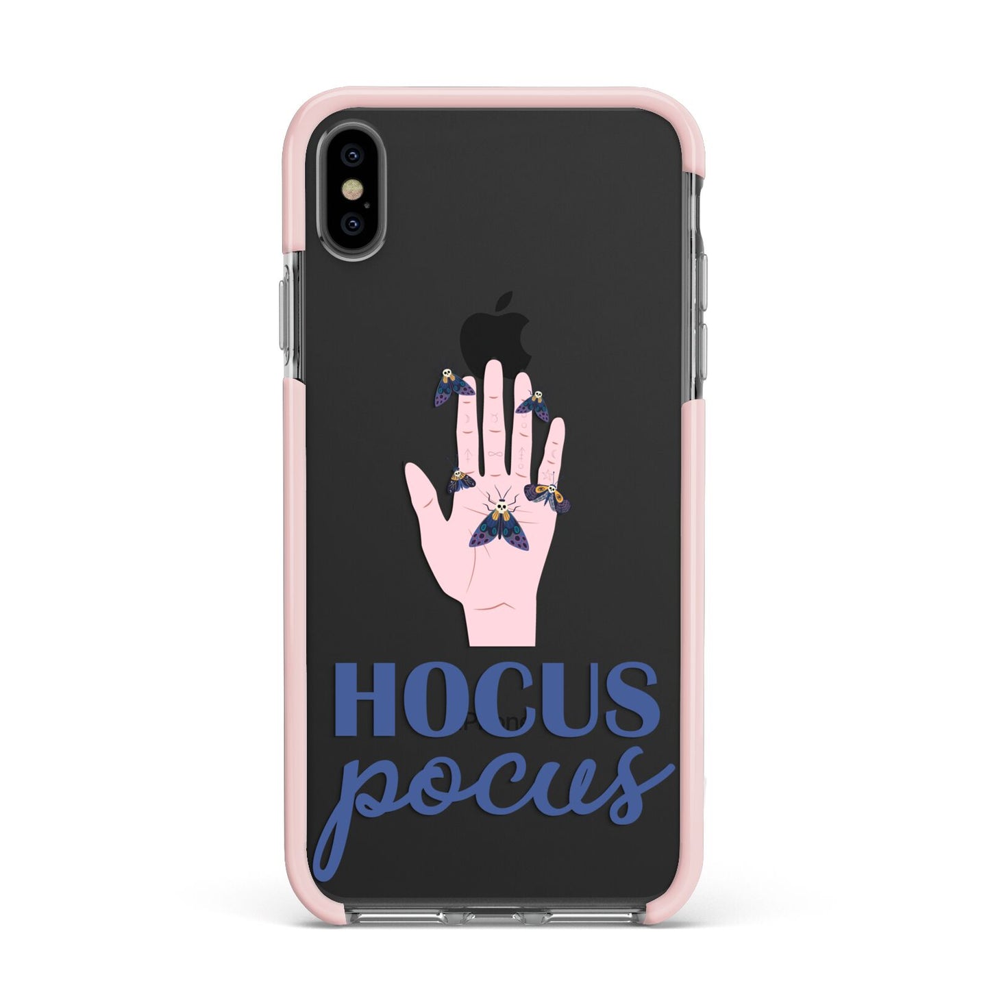 Hocus Pocus Witch Hand Apple iPhone Xs Max Impact Case Pink Edge on Black Phone