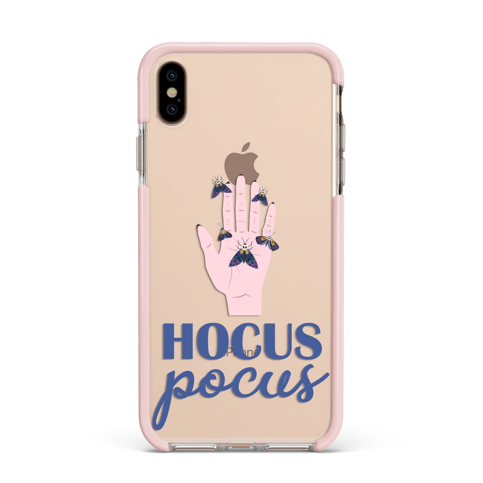 Hocus Pocus Witch Hand Apple iPhone Xs Max Impact Case Pink Edge on Gold Phone