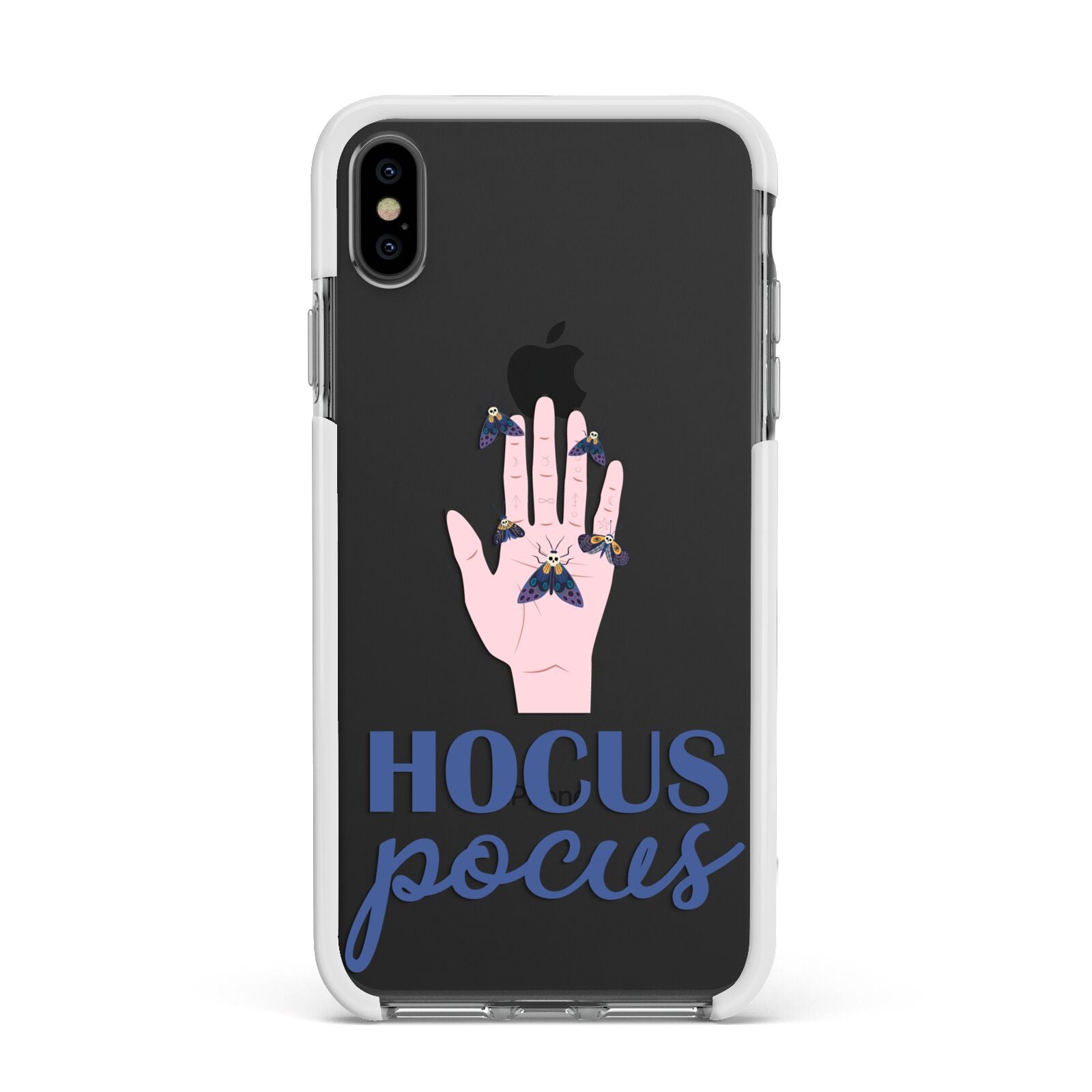 Hocus Pocus Witch Hand Apple iPhone Xs Max Impact Case White Edge on Black Phone