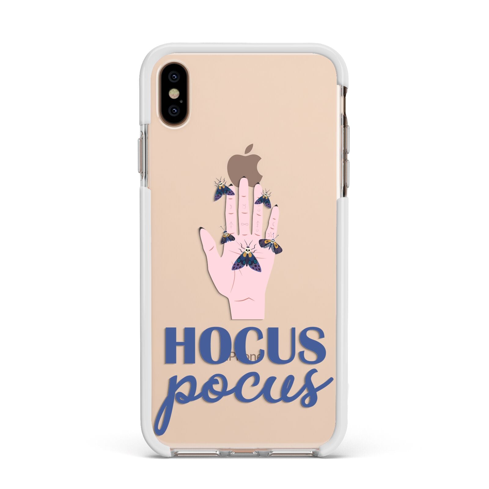 Hocus Pocus Witch Hand Apple iPhone Xs Max Impact Case White Edge on Gold Phone