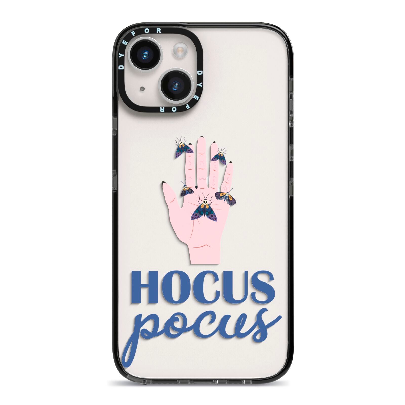 Hocus Pocus Witch Hand iPhone 14 Black Impact Case on Silver phone