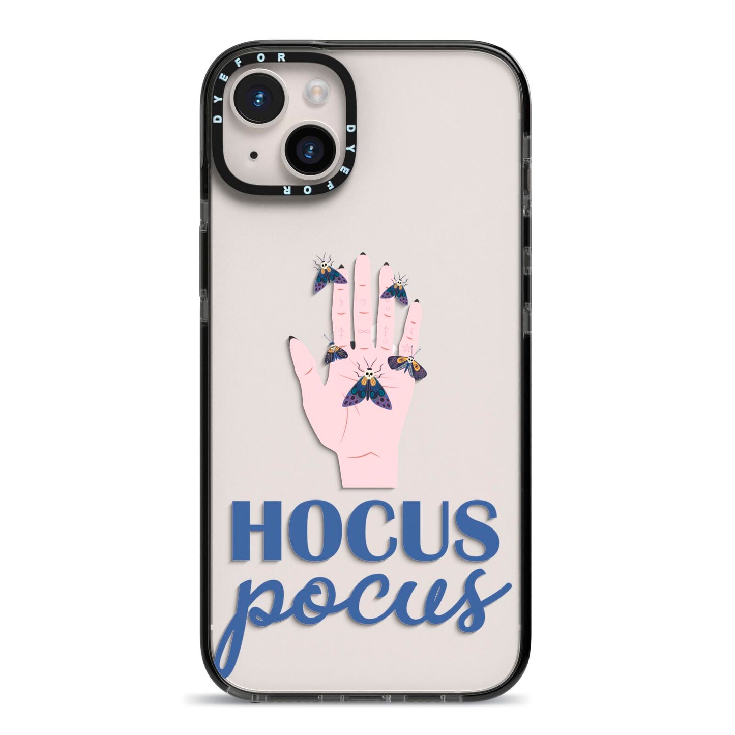 Hocus Pocus Witch Hand iPhone 14 Plus Black Impact Case on Silver phone