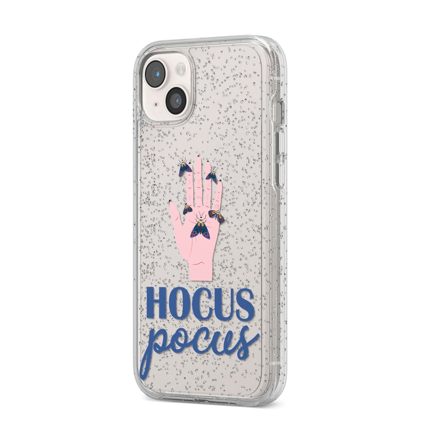 Hocus Pocus Witch Hand iPhone 14 Plus Glitter Tough Case Starlight Angled Image