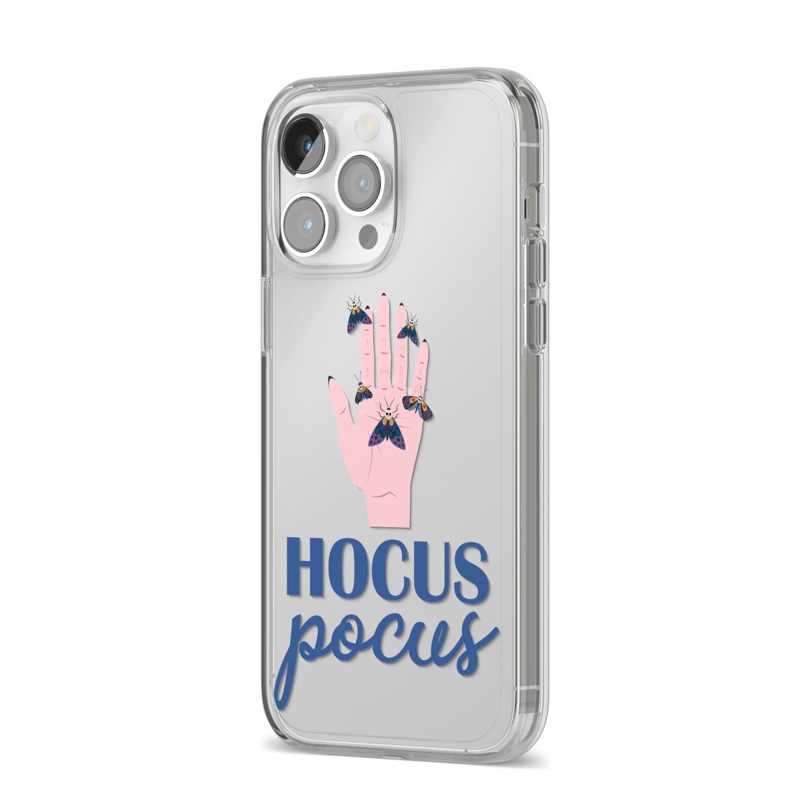 Hocus Pocus Witch Hand iPhone 14 Pro Max Clear Tough Case Silver Angled Image