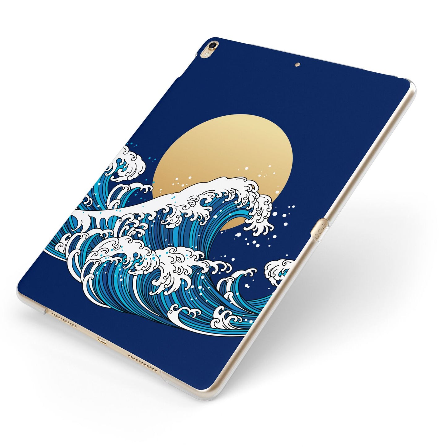 Hokusai Japanese Waves Apple iPad Case on Gold iPad Side View