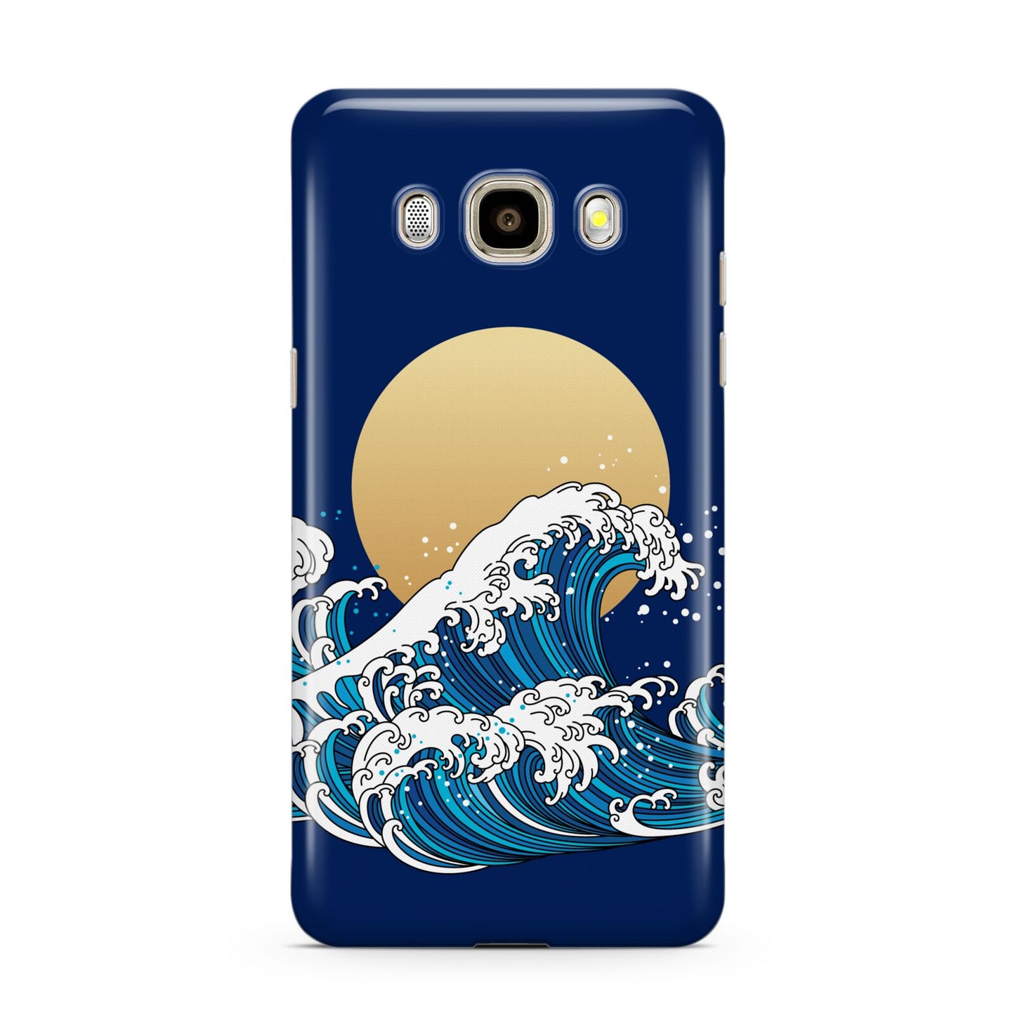 Hokusai Japanese Waves Samsung Galaxy J7 2016 Case on gold phone