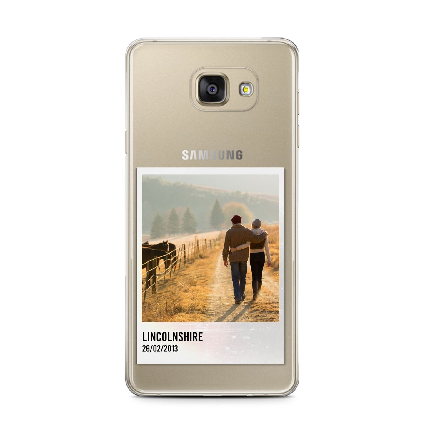 Holiday Memory Personalised Photo Samsung Galaxy A7 2016 Case on gold phone