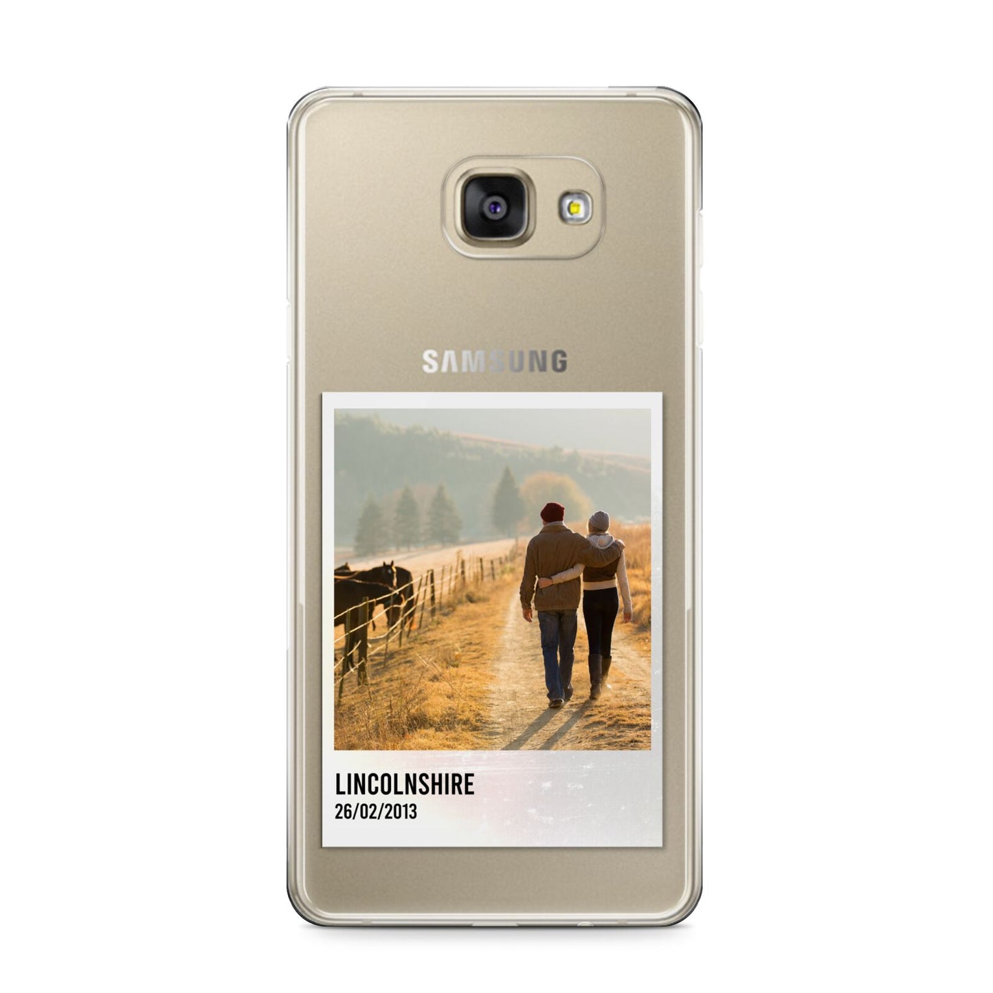 Holiday Memory Personalised Photo Samsung Galaxy A9 2016 Case on gold phone