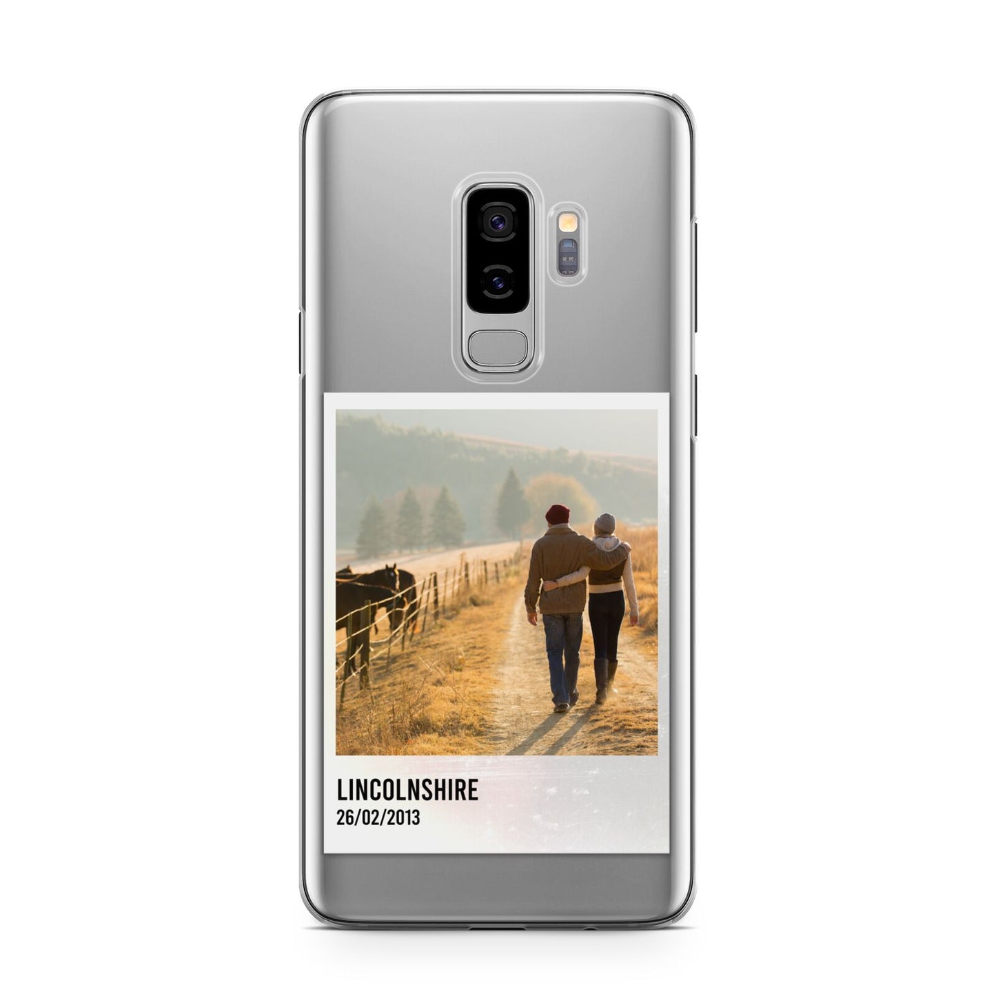 Holiday Memory Personalised Photo Samsung Galaxy S9 Plus Case on Silver phone