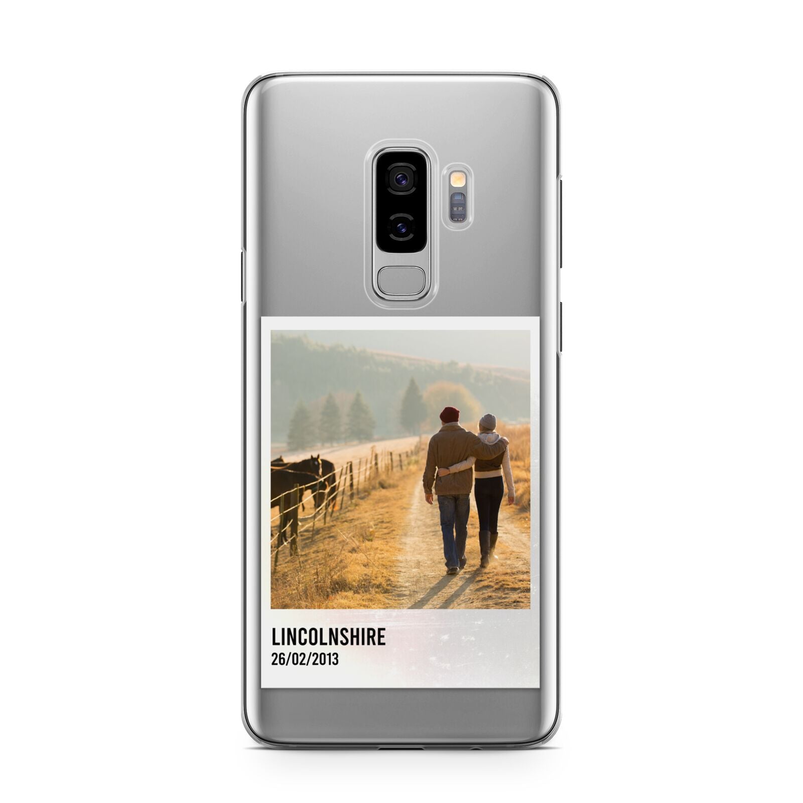 Holiday Memory Personalised Photo Samsung Galaxy S9 Plus Case on Silver phone