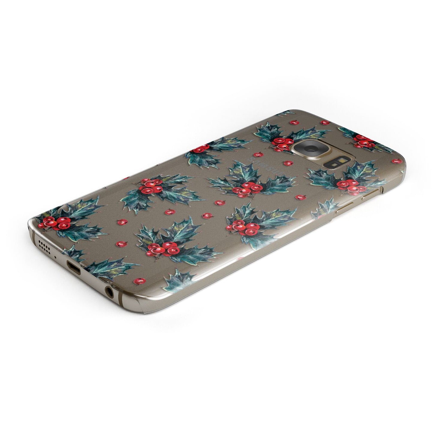 Holly berry Protective Samsung Galaxy Case Angled Image