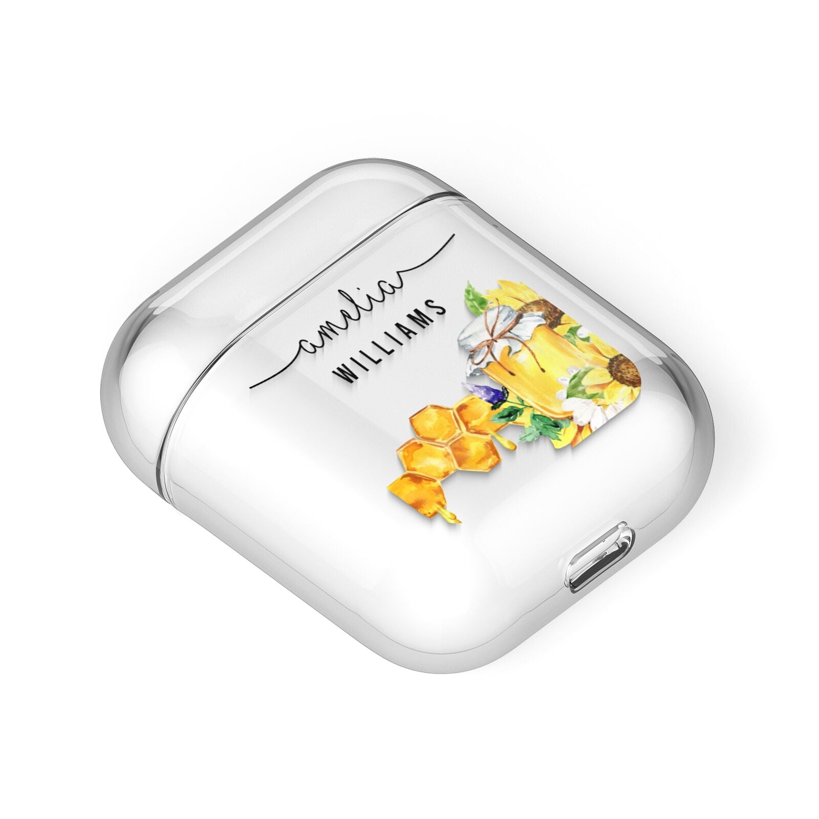 Honey Personalised Names AirPods Case Laid Flat