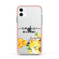 Honey Personalised Names Apple iPhone 11 in White with Pink Impact Case