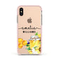 Honey Personalised Names Apple iPhone Xs Impact Case Pink Edge on Gold Phone