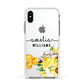 Honey Personalised Names Apple iPhone Xs Impact Case White Edge on Silver Phone