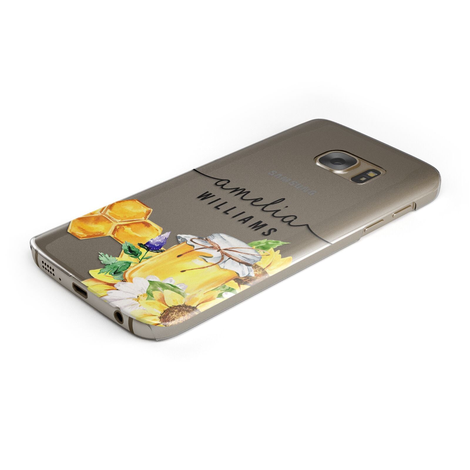 Honey Personalised Names Protective Samsung Galaxy Case Angled Image