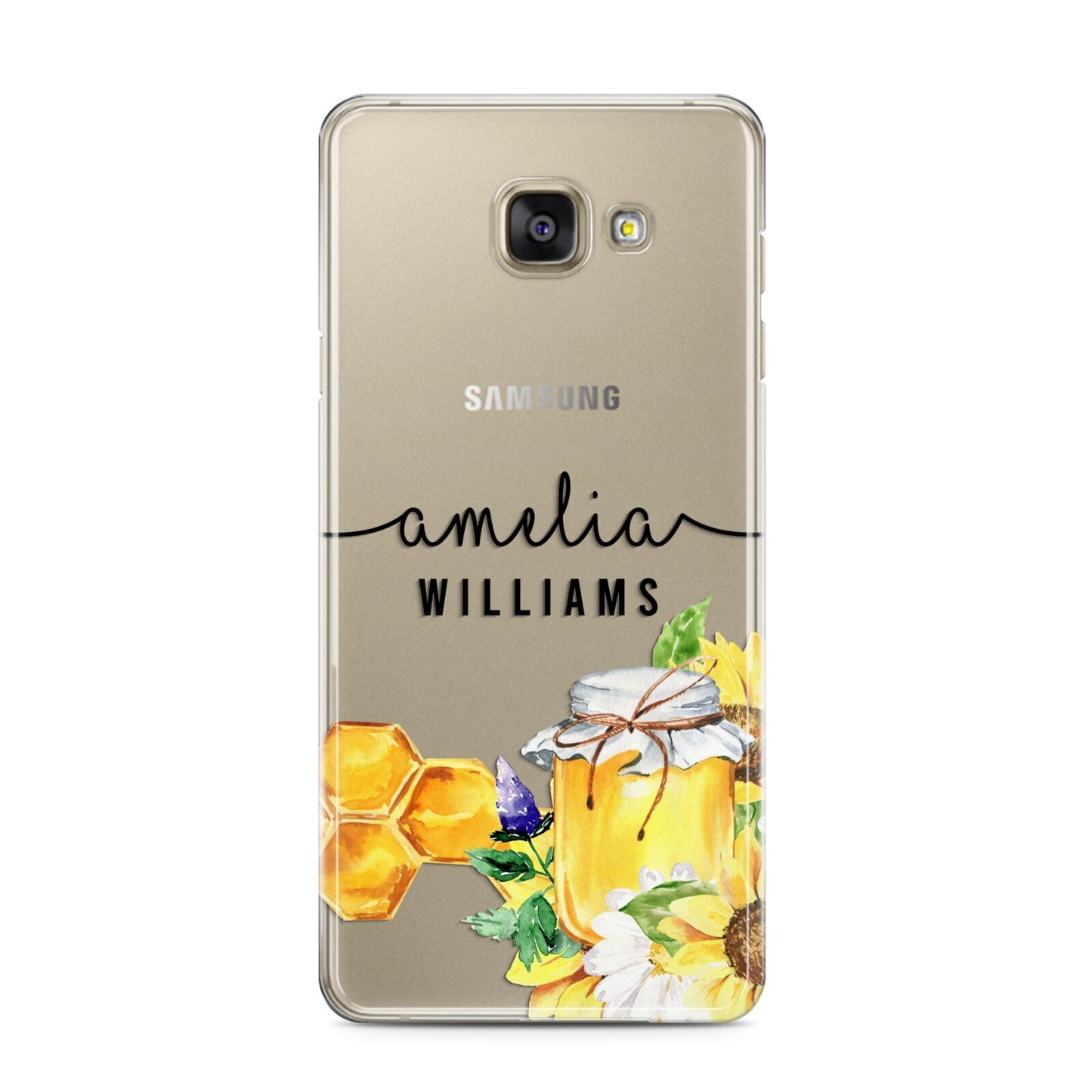 Honey Personalised Names Samsung Galaxy A3 2016 Case on gold phone