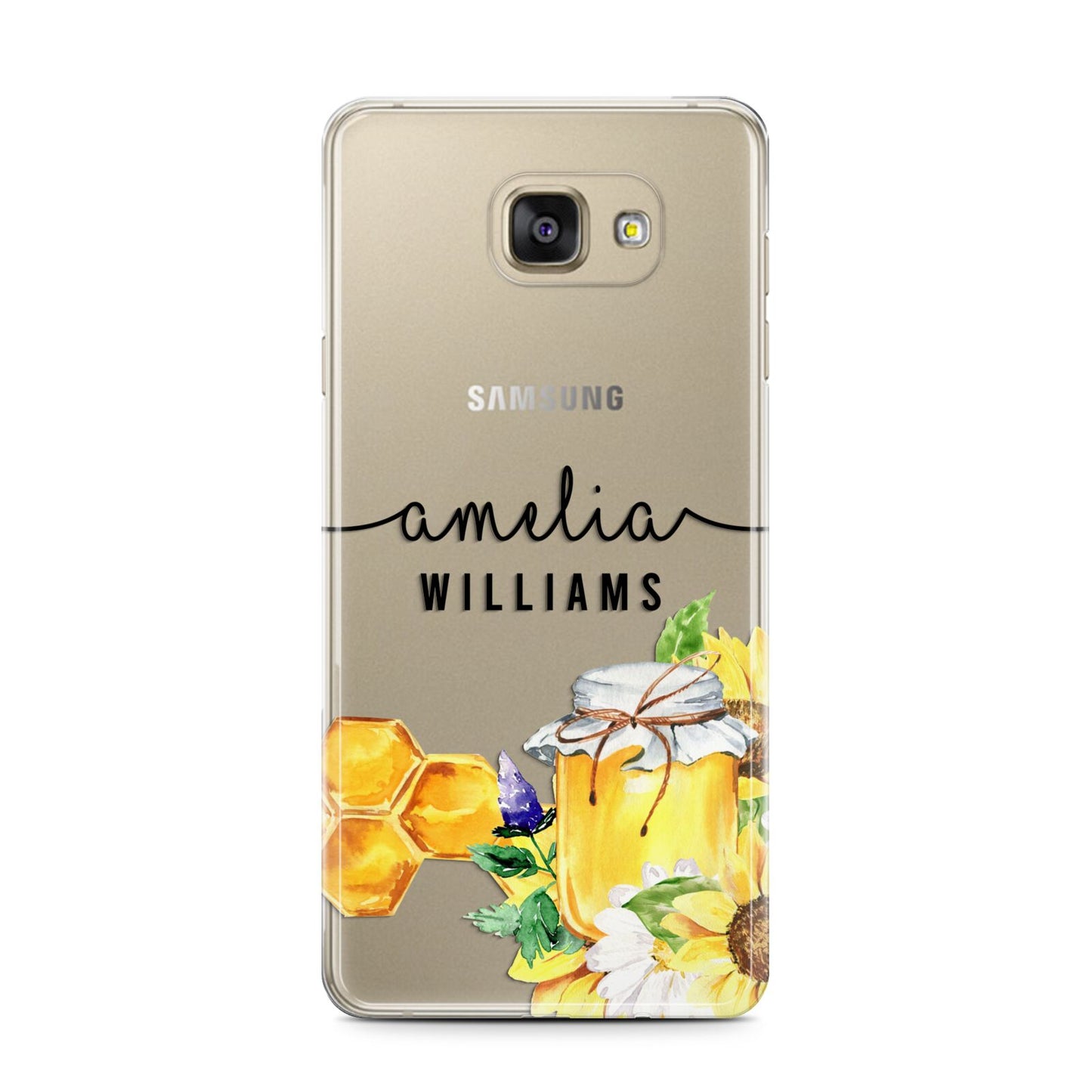 Honey Personalised Names Samsung Galaxy A7 2016 Case on gold phone