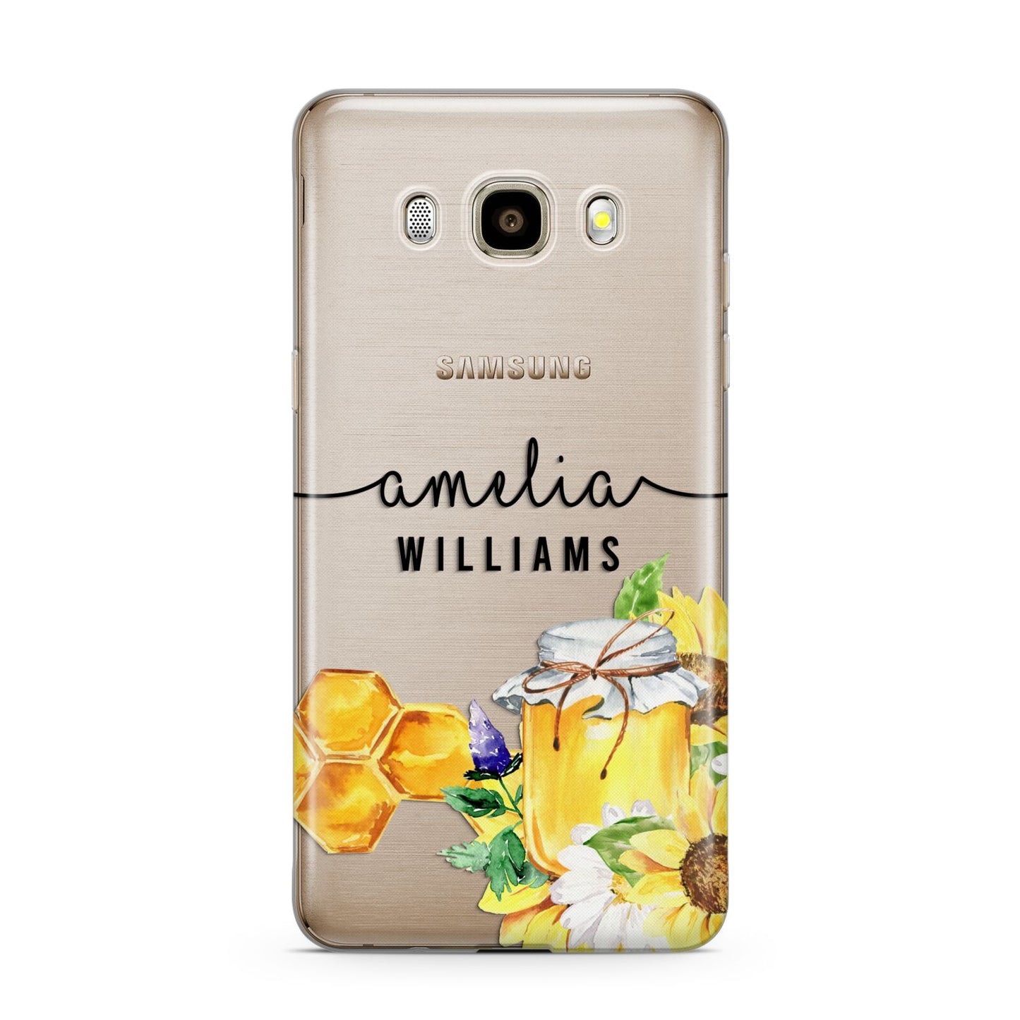 Honey Personalised Names Samsung Galaxy J7 2016 Case on gold phone