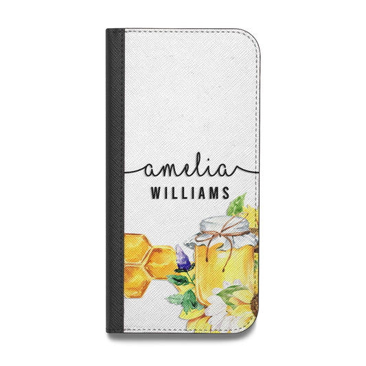 Honey Personalised Names Vegan Leather Flip iPhone Case