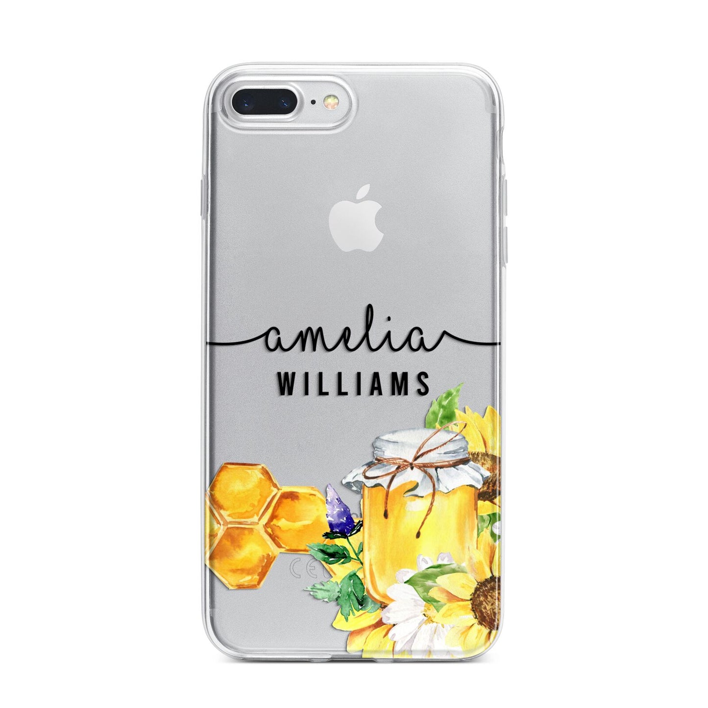 Honey Personalised Names iPhone 7 Plus Bumper Case on Silver iPhone