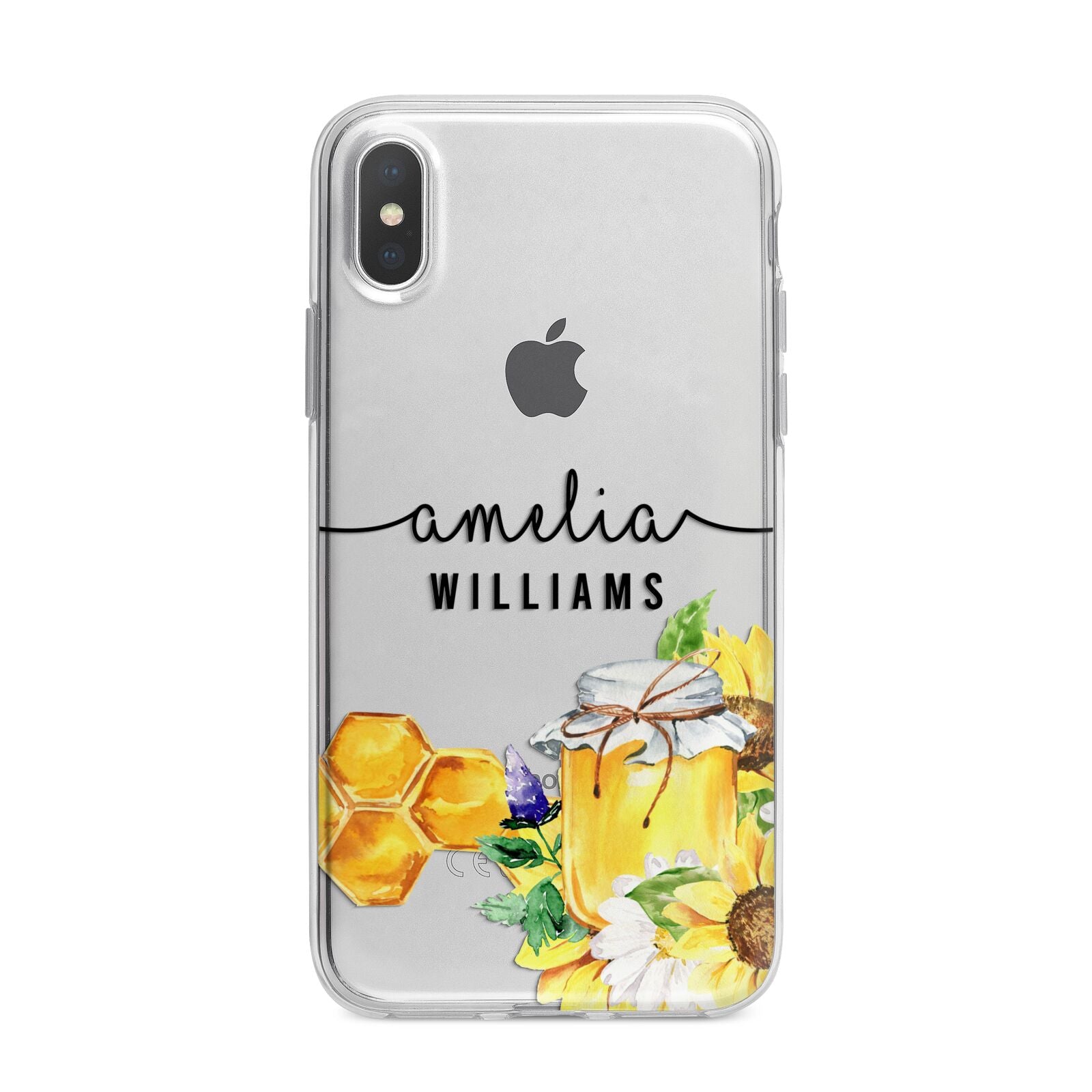 Honey Personalised Names iPhone X Bumper Case on Silver iPhone Alternative Image 1