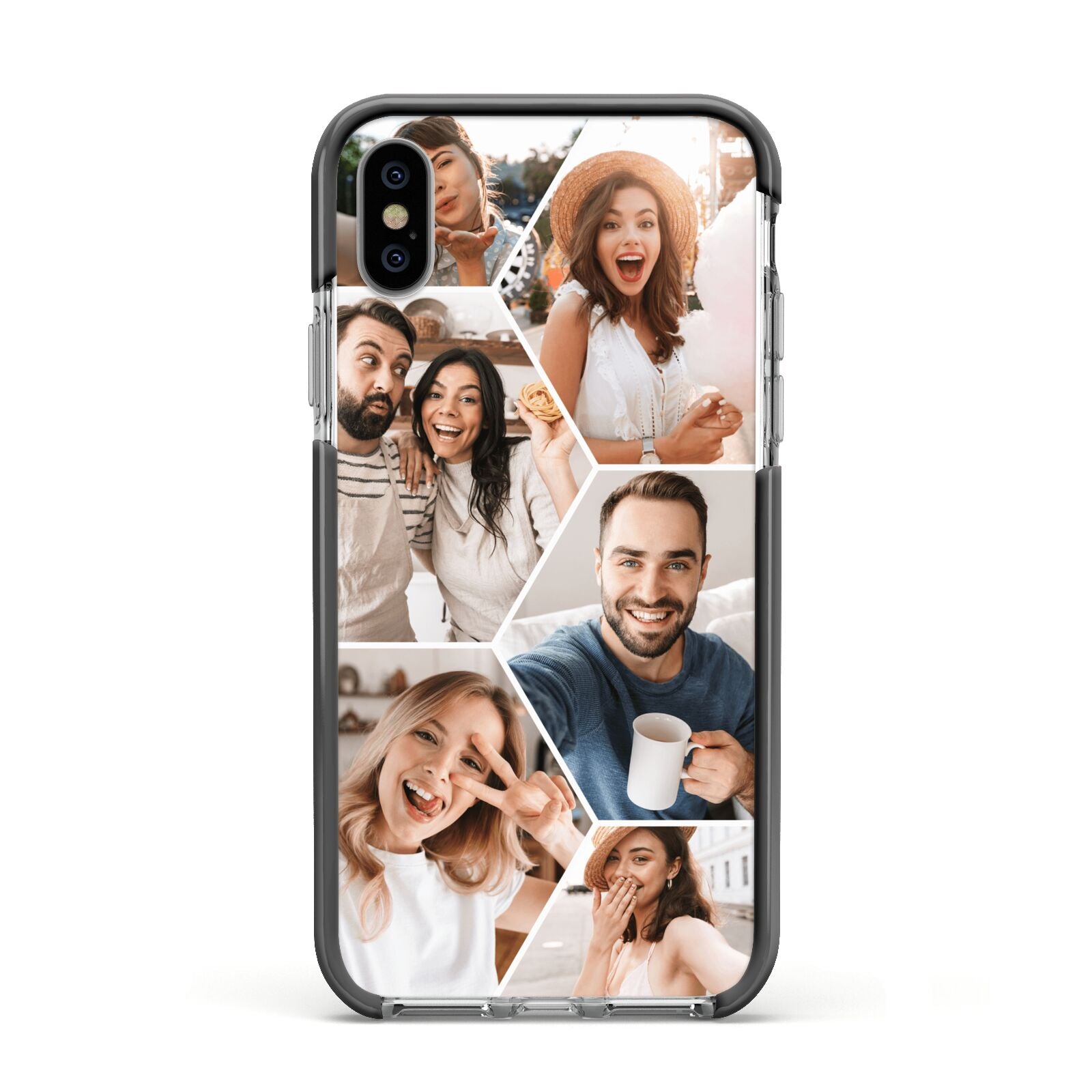 Honeycomb Photo Apple iPhone Xs Impact Case Black Edge on Silver Phone