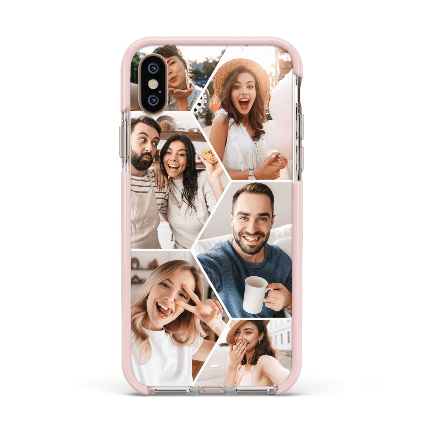 Honeycomb Photo Apple iPhone Xs Impact Case Pink Edge on Gold Phone