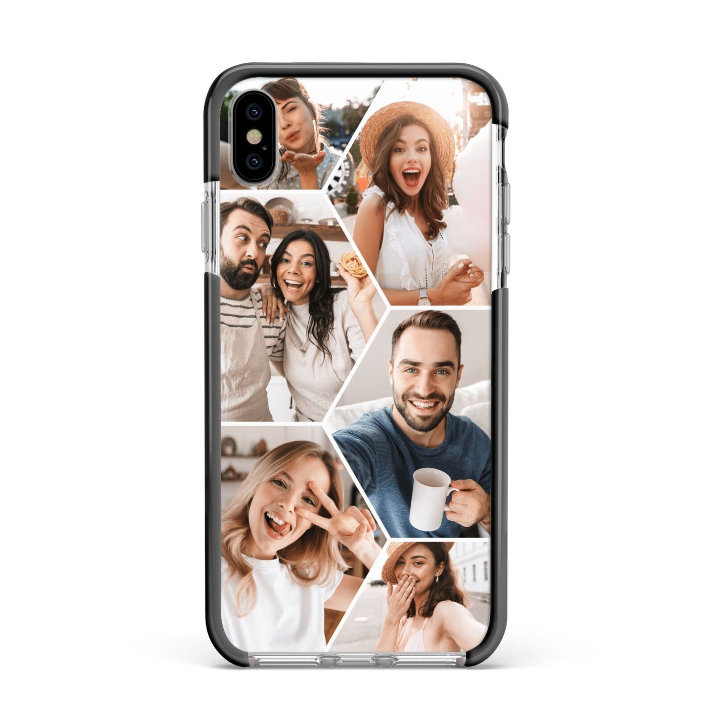 Honeycomb Photo Apple iPhone Xs Max Impact Case Black Edge on Silver Phone