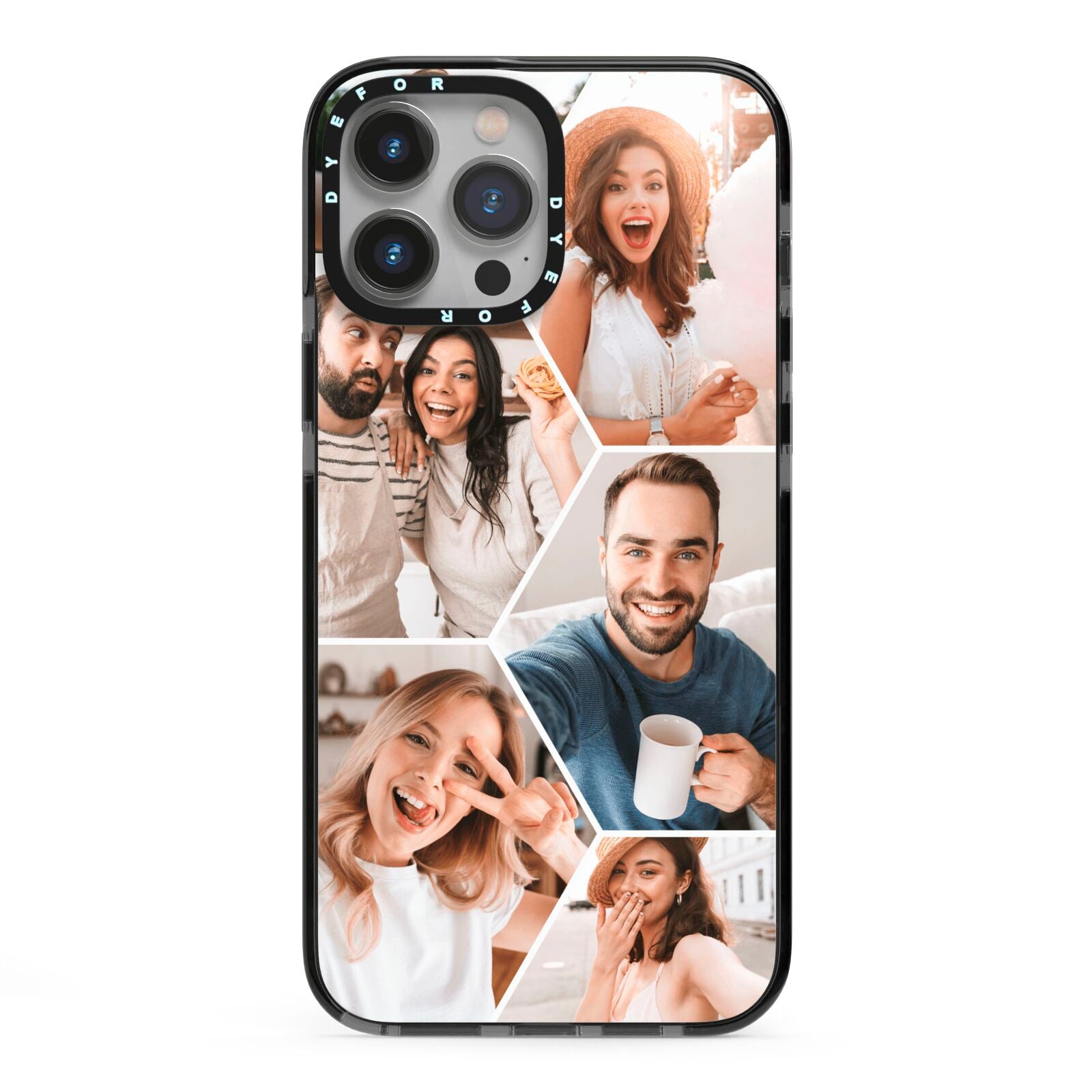 Honeycomb Photo iPhone 13 Pro Max Black Impact Case on Silver phone