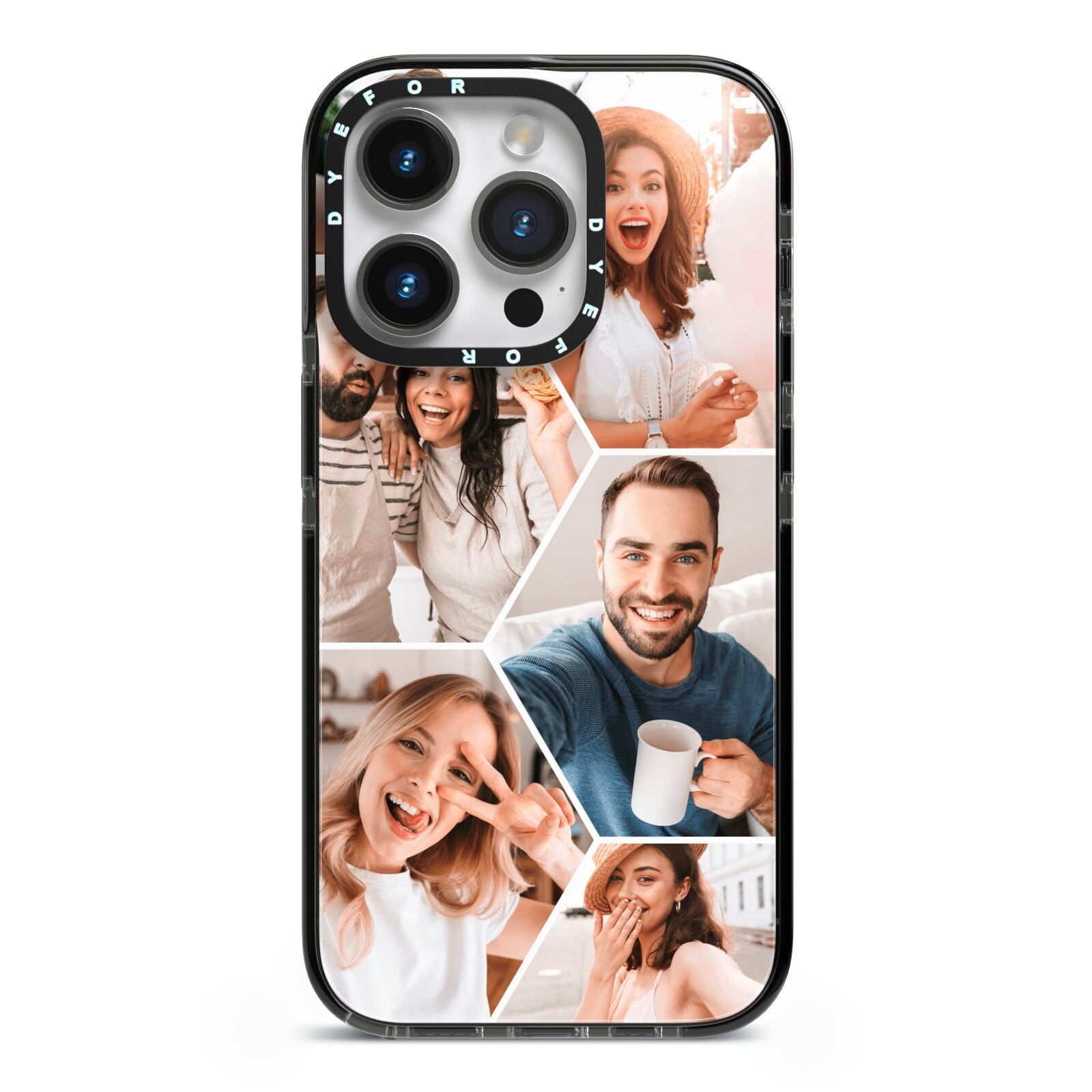 Honeycomb Photo iPhone 14 Pro Black Impact Case on Silver phone