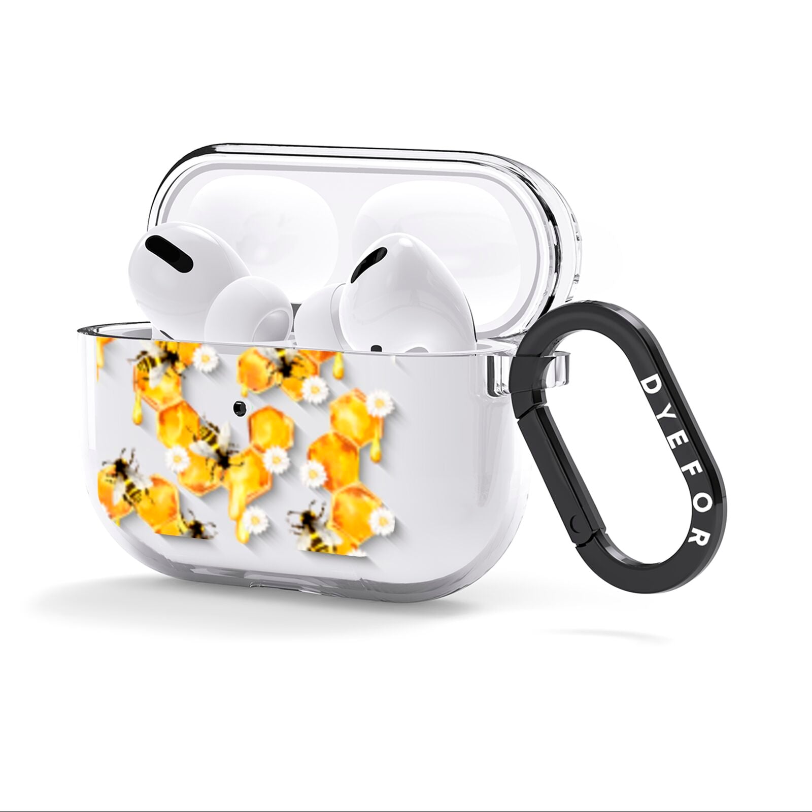 Honeycomb with Bees and Daisies AirPods Clear Case 3rd Gen Side Image