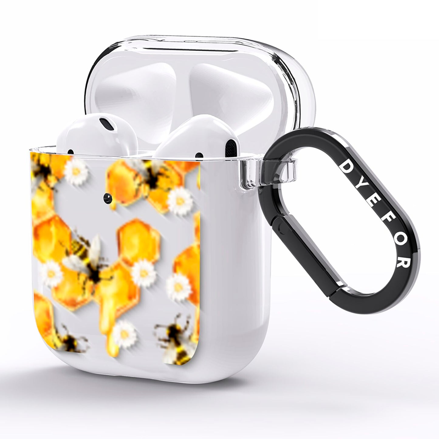 Honeycomb with Bees and Daisies AirPods Clear Case Side Image