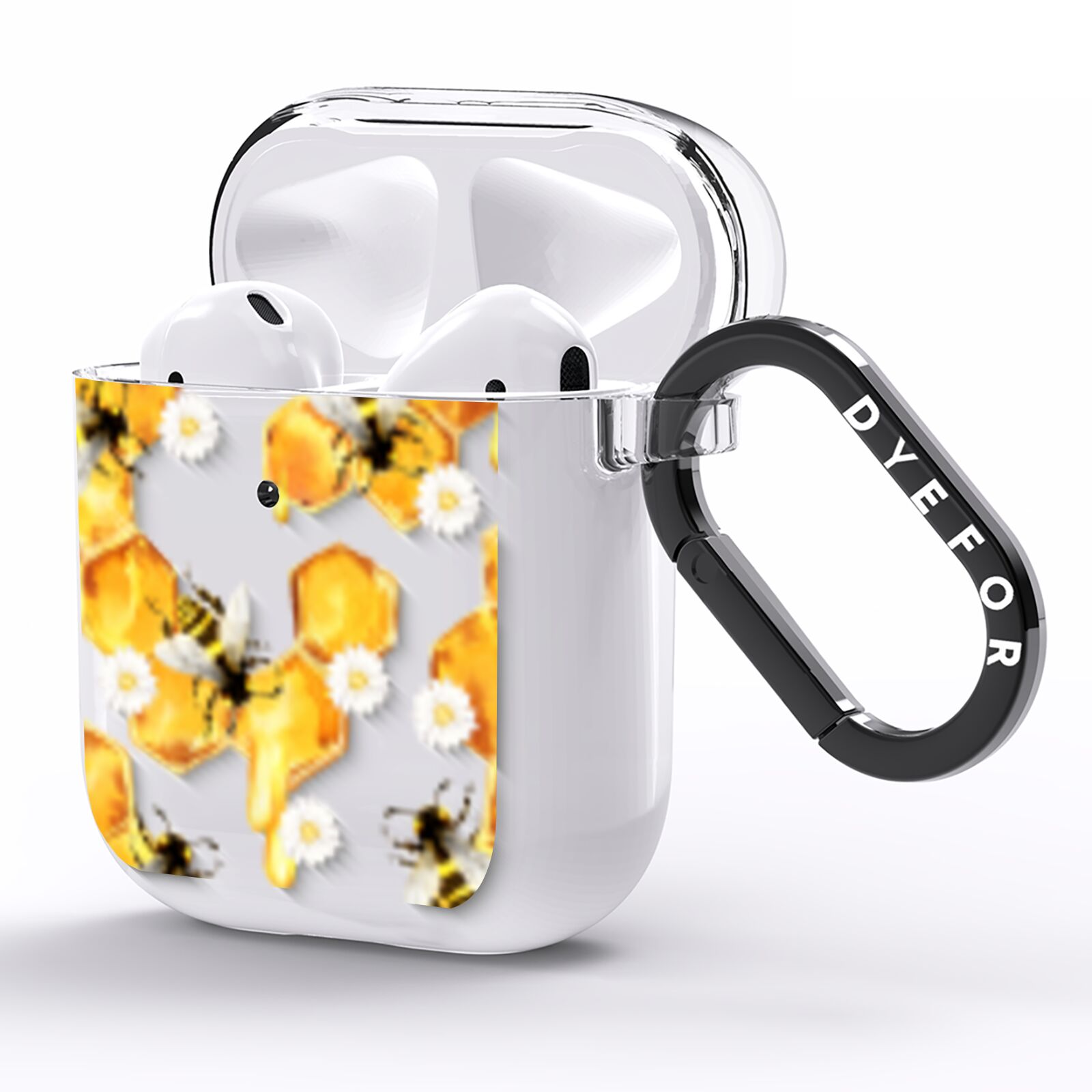 Honeycomb with Bees and Daisies AirPods Clear Case Side Image