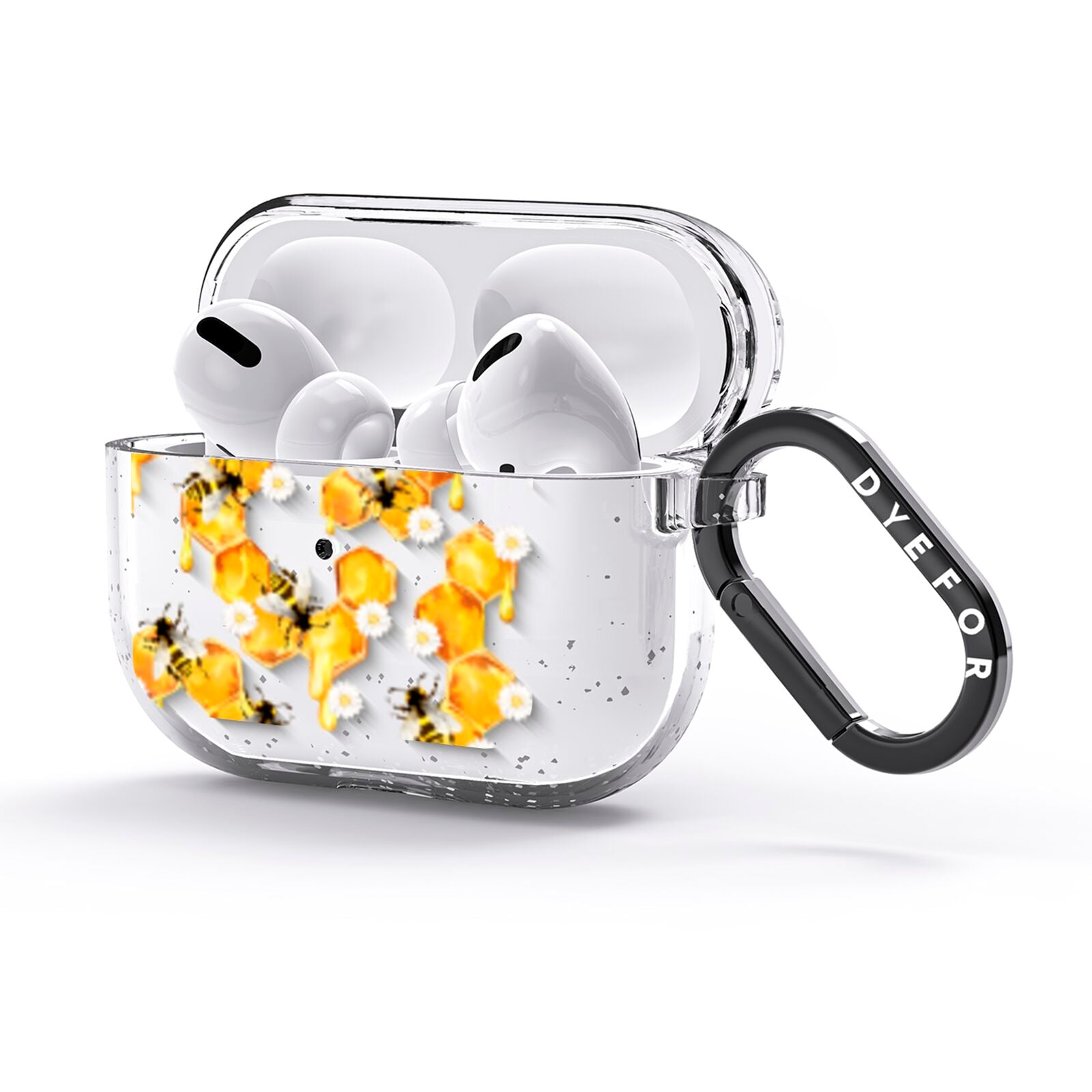 Honeycomb with Bees and Daisies AirPods Glitter Case 3rd Gen Side Image