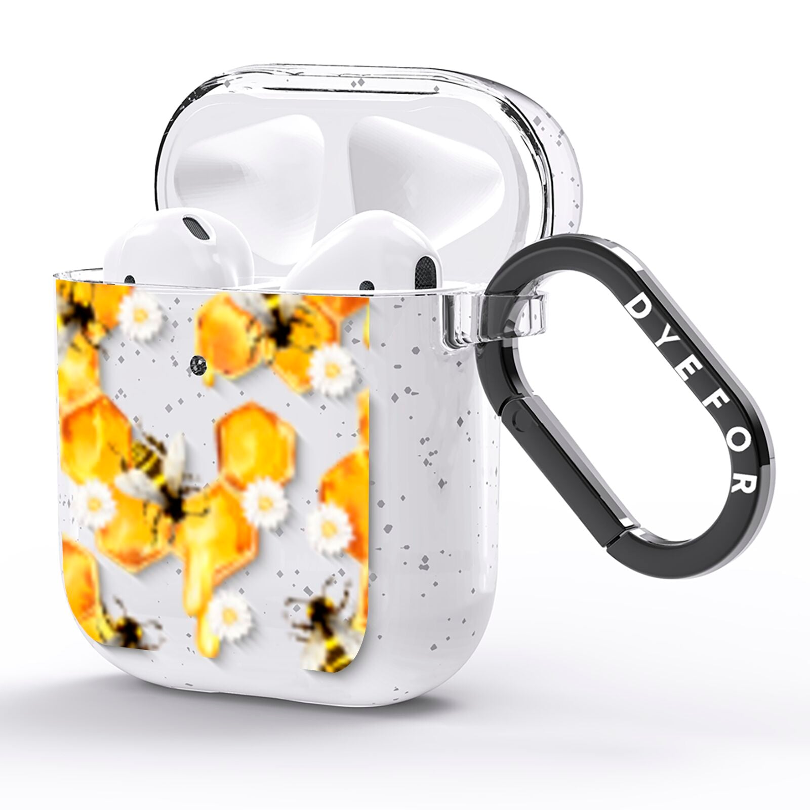 Honeycomb with Bees and Daisies AirPods Glitter Case Side Image